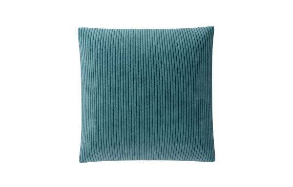 COUSSIN DÉCORATIF VELOURS BLEU CANARD