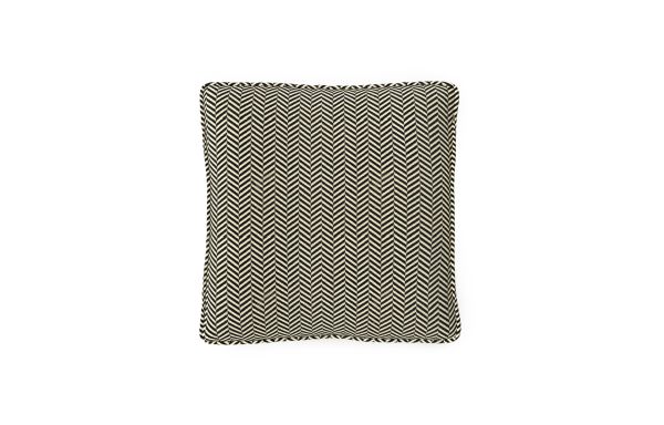 COUSSIN DÉCORATIF, MOTIF CHEVRON NOIR ET BEIGE