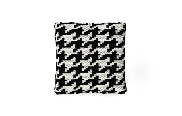 COUSSIN DÉCORATIF, MOTIF PIED DE POULE GRAND MODÈLE
